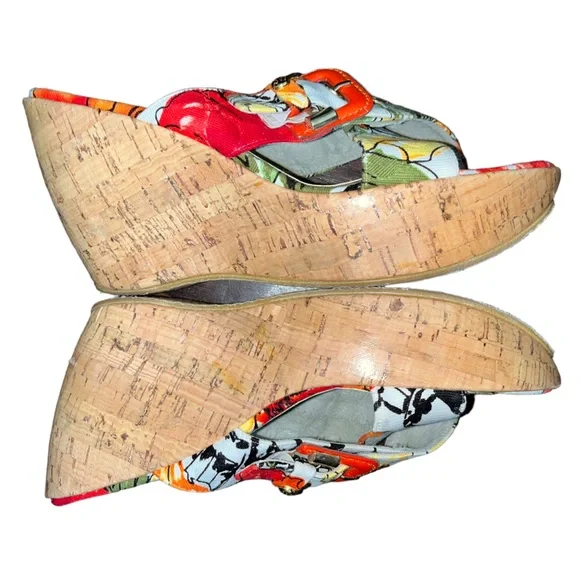 Stuart Weitzman Floral Cork Wedge Mules (6.5) - Picture 4 of 6